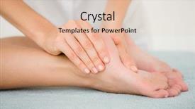  Presentation with foot massage - PPT theme having young woman receiving foot massage background and a lemonade colored foreground