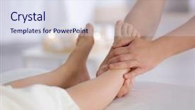  Presentation with foot massage - Slides enhanced with young woman receiving foot massage background and a sky blue colored foreground