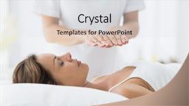  Presentation with reiki - Theme enhanced with young woman receiving reiki treatment background and a light gray colored foreground