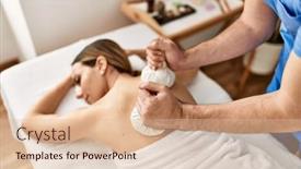  Presentation with herbal - Slides featuring young-woman-reciving-herbal-pouches background and a lemonade colored foreground