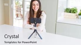  Presentation with recording - Beautiful slide deck featuring selfie video with smartphone webcam backdrop and a  colored foreground