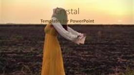  Presentation with closed - PPT theme consisting of young-woman-relaxed-dancing background and a cream colored foreground