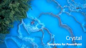  Presentation with hot springs - Beautiful presentation design featuring young-woman-relaxing-at-natural backdrop and a teal colored foreground