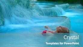  Presentation with hot springs - Audience pleasing PPT layouts consisting of young-woman-relaxing-at-natural backdrop and a teal colored foreground