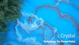  Presentation with waterfalls - Presentation theme consisting of young-woman-relaxing-at-natural background and a teal colored foreground