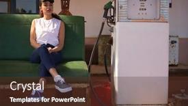  Presentation with petrol station - Slides having young-woman-relaxing-at-petrol background and a tawny brown colored foreground