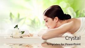  Presentation with spa salon - Audience pleasing presentation consisting of young woman relaxing in spa backdrop and a lemonade colored foreground