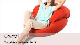  Presentation with lounge - Colorful slide deck enhanced with young woman relaxing on lounge backdrop and a coral colored foreground