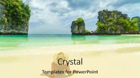  Presentation with krabi - Audience pleasing presentation theme consisting of young woman relaxing on topical backdrop and a blonde colored foreground