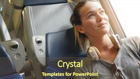  Presentation with train - Presentation theme with young woman relaxing on train background and a tawny brown colored foreground