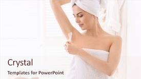  Presentation with wax - Presentation theme consisting of young woman removing armpit hair with wax background and a lemonade colored foreground