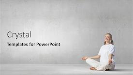  Presentation with balance - Beautiful PPT theme featuring young-woman-representing-soul-balance and a light gray colored foreground
