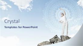 Presentation with balance - Presentation theme having young woman representing soul balance and meditation concept background and a sky blue colored foreground