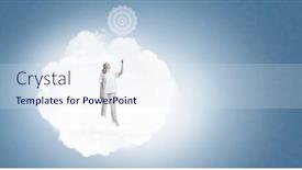  Presentation with balance - Presentation theme featuring young woman representing soul balance and meditation concept background and a sky blue colored foreground