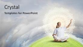  Presentation with balance - Cool new slide deck with young woman representing soul balance backdrop and a light gray colored foreground