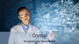  Presentation with chemistry - PPT theme having young woman researcher in medical background and a light blue colored foreground