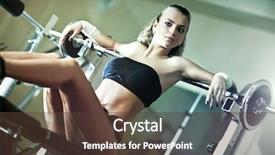  Presentation with law enforcement training - Audience pleasing presentation theme consisting of young woman resting after training backdrop and a  colored foreground