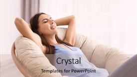  Presentation with lounge - PPT layouts enhanced with young woman resting in lounge background and a coral colored foreground