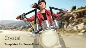  Presentation with custom - Beautiful presentation theme featuring young-woman-riding-a-custom backdrop and a lemonade colored foreground