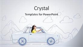  Presentation with cartoon - Slides enhanced with young woman riding car made background and a sky blue colored foreground