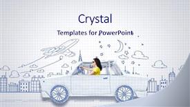  Presentation with cartoon - PPT layouts with young woman riding car made background and a sky blue colored foreground
