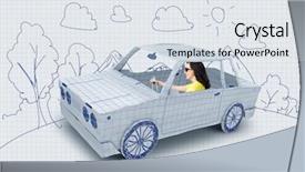  Presentation with car - Presentation enhanced with young woman riding car made background and a sky blue colored foreground