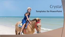  Presentation with horse riding - PPT layouts with young woman riding horse background and a light blue colored foreground
