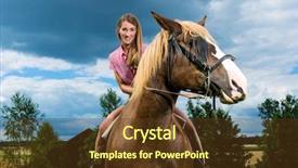  Presentation with horse riding - Beautiful theme featuring young woman riding the horses backdrop and a tawny brown colored foreground