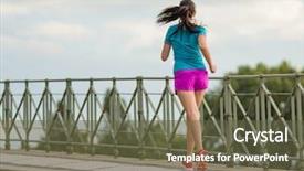  Presentation with health woman running female runner - Slide deck consisting of young woman running in city background and a  colored foreground