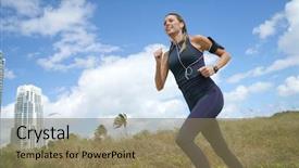 Presentation with running - Presentation consisting of young woman running on beachy background and a coral colored foreground