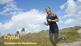  Presentation with athlete track or running track - Amazing presentation theme having young woman running on beachy backdrop and a violet colored foreground