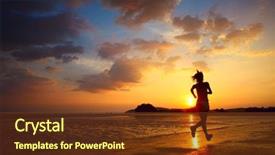  Presentation with sunset coast of the sea - Audience pleasing theme consisting of young woman running on sea backdrop and a tawny brown colored foreground