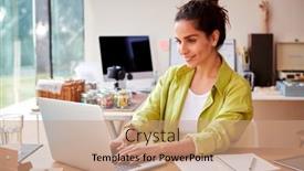  Presentation with online selling - Theme with young-woman-running-online-business background and a coral colored foreground