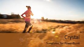 Presentation with sunny fall - Colorful PPT theme enhanced with young woman running outdoors backdrop and a  colored foreground