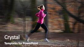  Presentation with alone - Amazing slides having young woman running outdoors backdrop and a dark gray colored foreground
