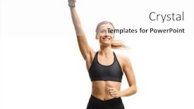  Presentation with running - Presentation theme enhanced with young-woman-running-towards background and a white colored foreground