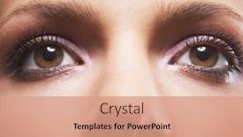  Presentation with eye shadow - Presentation theme featuring young-woman-s-eyes background and a coral colored foreground