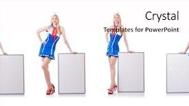  Presentation with sail - Presentation design with young woman sailor in marine background and a pink colored foreground