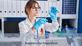  Presentation with vaccine - Presentation consisting of young-woman-scientist-holding-vaccine background and a light blue colored foreground