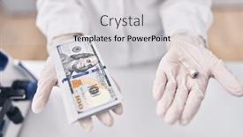  Presentation with vaccine - Presentation theme consisting of young-woman-scientist-holding-vaccine background and a light gray colored foreground