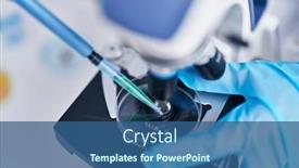  Presentation with sample - Presentation theme featuring young-woman-scientist-pouring-liquid background and a ocean colored foreground