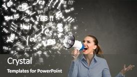  Presentation with yes - Colorful slide set enhanced with young woman screaming yes backdrop and a dark gray colored foreground