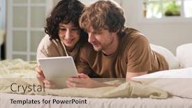  Presentation with scrolling - Presentation having young-woman-scrolling-through-online background and a coral colored foreground