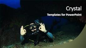  Presentation with coral reef - Slide set having young woman scuba diver explores background and a black colored foreground