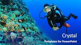  Presentation with sea coral - Amazing presentation having young woman scuba diver explores backdrop and a royal blue colored foreground