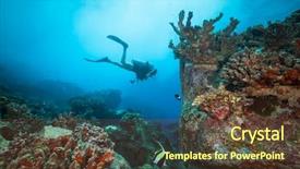 Presentation with coral - Beautiful PPT theme featuring young woman scuba diver exploring backdrop and a tawny brown colored foreground
