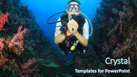  Presentation with coral - Cool new presentation with young woman scuba diver exploring coral reef backdrop and a wine colored foreground