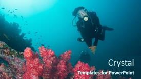  Presentation with coral - Audience pleasing presentation theme consisting of young-woman-scuba-dives backdrop and a ocean colored foreground