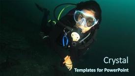  Presentation with scuba diving - Amazing PPT theme having young-woman-scuba-diving-underwater backdrop and a wine colored foreground