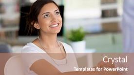  Presentation with shaking hands - PPT theme enhanced with young-woman-shaking-hands background and a coral colored foreground